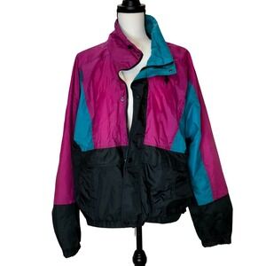 Super 90s Purple & Black Colorblock Windbreaker Jacket Pacific Trail Size Medium